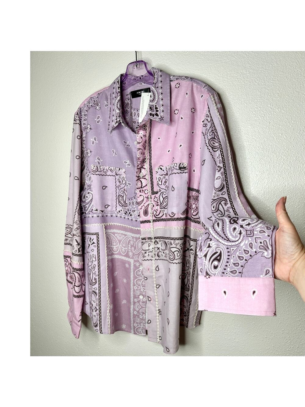 NWT Amiri Lavender Bandana Flannel Button Shirt XL